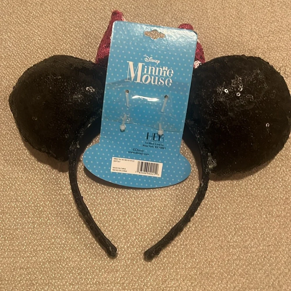 Disney Minnie Mouse Black and Pink Sequin Ears